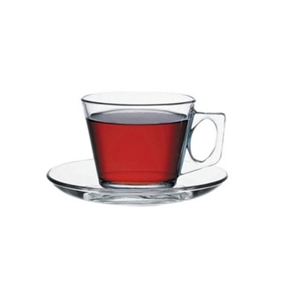 Set De 6 Tazas Con Platillo Vidrio Templado Vela 195Cc